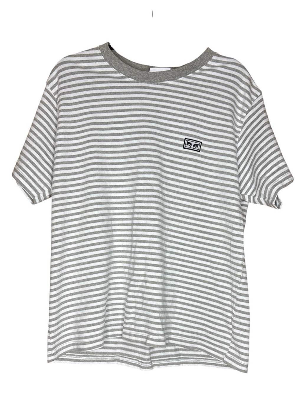Obey Est. Work Eyes Ash Grey Stripe T-Shirt M